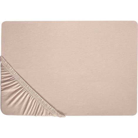 Spannbettlaken HOFUF Baumwolle 160 x 200 cm Beige