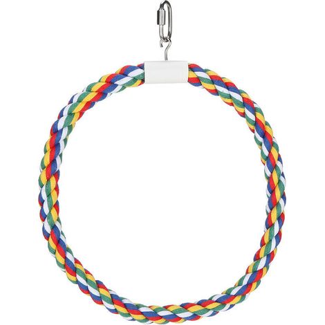 Anello da arrampicata per pappagalli – corda in cotone naturale, gioco divertente da dondolare e masticare, taglia M, confezione da 1