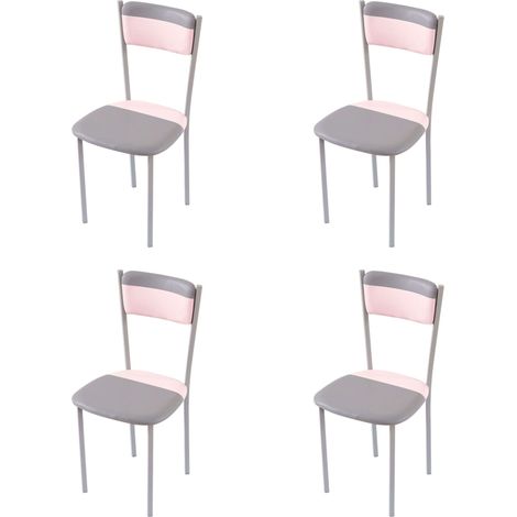 Pack de 4 Sillas Cocina Comedor Estilo Moderno en Color Rosa y Gris  89x43x45 cm