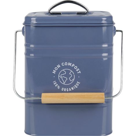 Gimel 536732 - Contenitore per compost da cucina, 3,5 l, 16,5 x 24,5 cm, in metallo verniciato, 1 filtro a carbone incluso per intrappolare gli odori