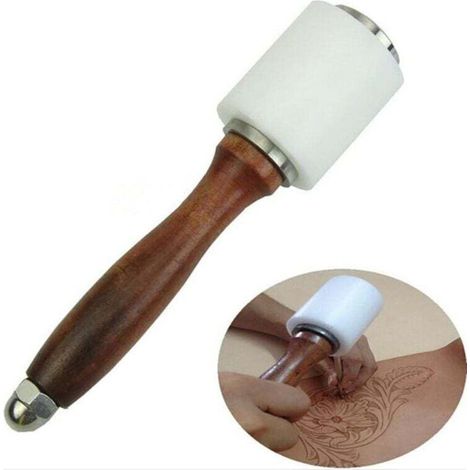 Marteau Cuir en Bois, Maillet Maroquinerie Tête en Nylon Artisanat Outil Leathercraft Carving Hammer Sew Staming DIY Tools (1/4)