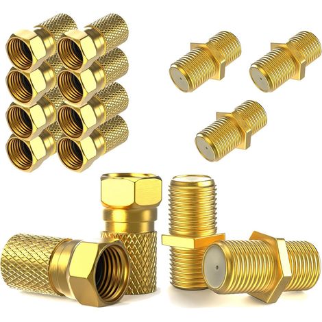 10 Connecteur F Mâle 7mm, 5 Coupleur F, Joint Caoutchouc, Ecrou Large, Pour Antenne Satellite Câble Coaxial