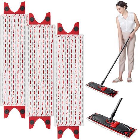 3 Pièces Serpillere Recharge pour Vileda Balai Microfibre Kit, Têtes de Balai Plates pour Vileda Ultramax Mop/UltraMax Plus 2 en 1 Absorbante Recharge, pour Taches de Nettoyage pour Lavage Sol (1/5)