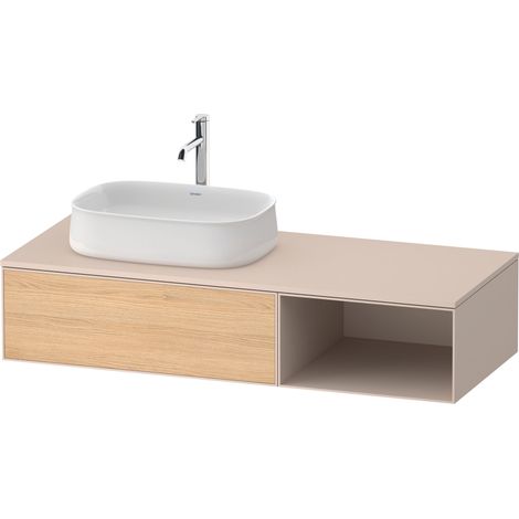 Lavabo consola Duravit Zencha, 1300x550mm, 1 cajón, compartimento
