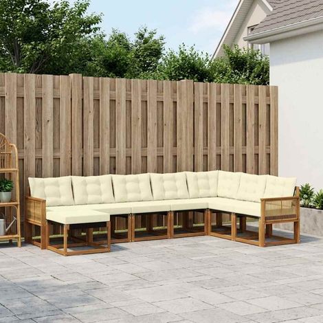 vidaXL Outdoor-Sofagarnitur 8 pcs Natur und Creme (1/5)