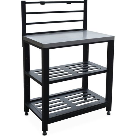 2-shelf steel outdoor kitchen Black 48x80x124 cm - Grimaud