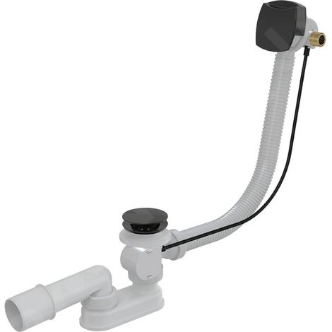 Alca - Kit vidange et trop-plein de baignoire avec remplissage, longueur 570 mm, noir mat A564BLACK (1/2)