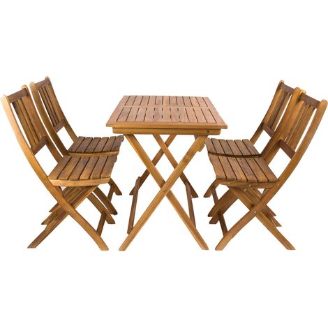 Balkonmöbel Set 5tlg Akazie Klapptisch 80 x 60 cm SKARA/BLOOM (1/3)