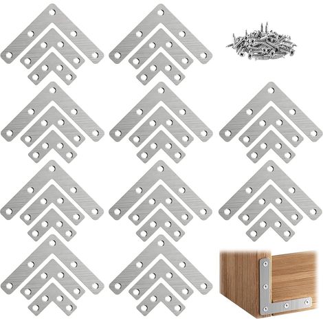 30 Pièces Équerres Plates Angle en L Equerre Fixation Plate Équerre Plate de Réparation Connecteur en Forme de L avec Vis Equerre de Fixation Plats pour Meubles Armoires Tables et Chaises en Bois (1/5)