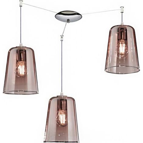 Sospensione tripla top light shaded 1164cr s3 e27 led vetro colorato lampada soffitto moderna, colore rame