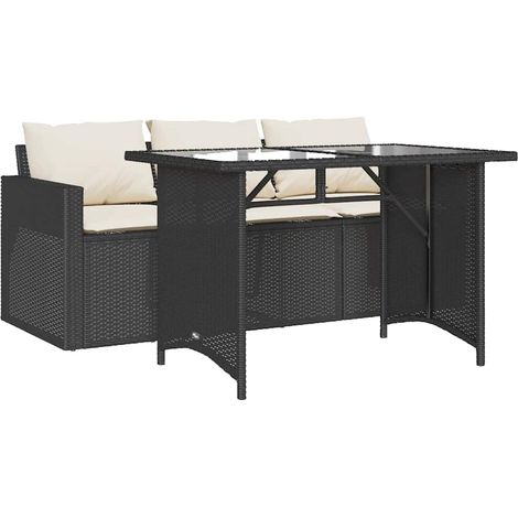 Maison Exclusive - 2-tlg. Garten-Essgruppe mit Kissen Schwarz Pol (1/5)