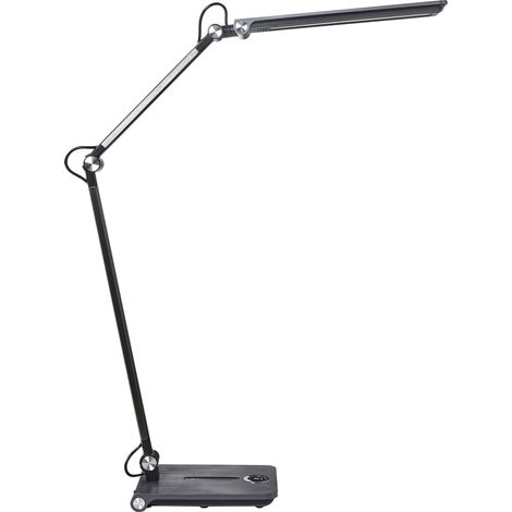 Lámpara de escritorio LED para oficina con brazo giratorio ajustable regulador de intensidad con 5 posiciones y temporizador gris Aquila