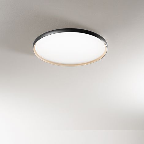 Plafoniera Moderna Halo Metallo Nero Oro Led 45W Dimmerabile Ip20 (1/2)