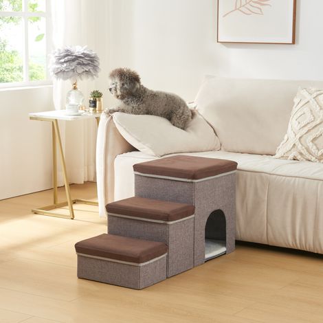 Hundetreppe Vojens mit Höhle 76x33x43 cm Braun/Grau [en.casa] (1/5)