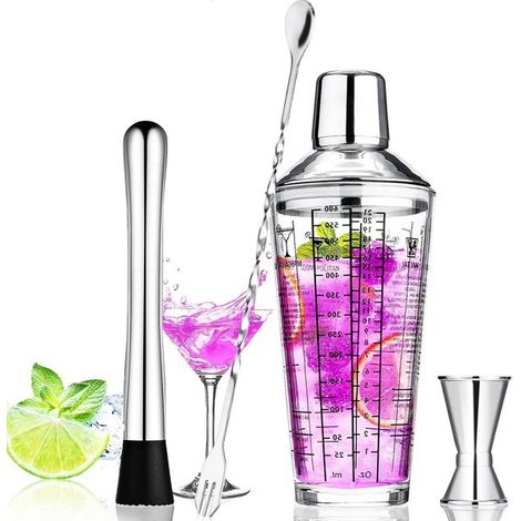 Cocktail Mix Set Bar Set zum Zubereiten von Getränken für den Heimgebrauch in der Bar und auf Partys beinhaltet einen Weinshaker Messbecher Löffe (1/5)