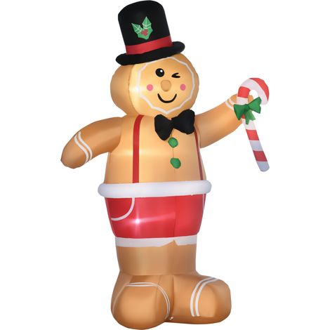 Figurines de Noël gonflables, bonhomme en pain d'épice gonflable, 2 m, avec gonfleur, multicolore (1/5)