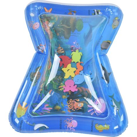 Baby-Wasserspielmatte, aufblasbares PVC-Kissen mit Lernmotiven, Klopfmatte für Kinder, blau (Lieferung ohne Luft) (1/5)