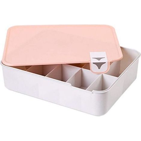 (Rose) Rangement en plastique pour chaussures, sous-vêtements, chaussettes, housse d'étagère empilable, housse de boîte de rangement multifonctionnelle (1/4)