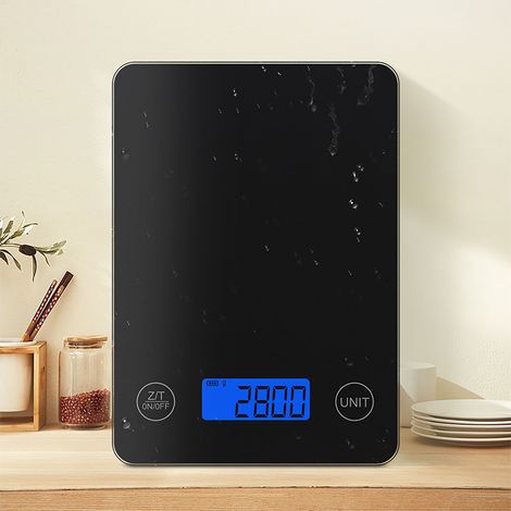 Balance de cuisine électronique à vision nocturne noire, idéale pour la pâtisserie et le café filtre, avec précision au gramme près. 2 piles AAA incluses. (1/4)
