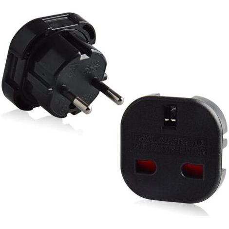 2X Adaptateur Prise UK/Royaume Uni/UK 3 Broches vers Les Prises Françaises/Européennes/France/Europe 2 Broches Adaptateur de Voyage (Paquet de 2)