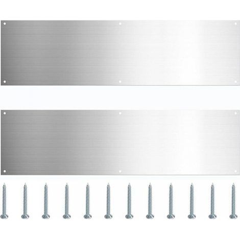 Lot de 2 plaques de seuil de porte en acier inoxydable, panneau de protection de bas de porte en métal, plinthe résistante aux rayures avec vis pour portes intérieures et extérieures (1/5)