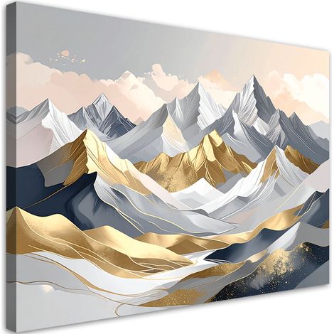 Image sur Toile, Montagnes abstraites pastel dans des tons dorés,45x30 (1/4)