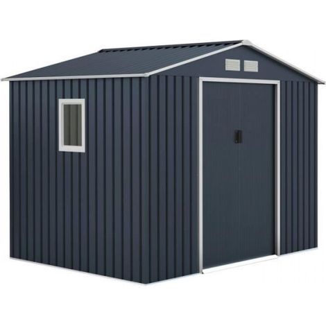 Abri de jardin en métal 5,29 m² - 277 x 191 x 202 cm - VENUS Kit d'ancrage inclus, 2 portes coulissantes, 1 fenetre latérale (1/3)