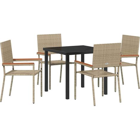 Ensemble de salle à manger pour jardin 5 pcs,Salon de jardin Beige Poly rotin CFW49181 (1/5)