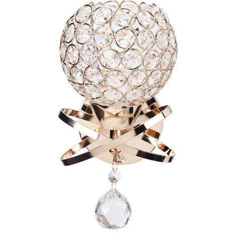 Applique murale ronde avec cristal, douille E14 lampe pour salon chambre couloir or (1/5)