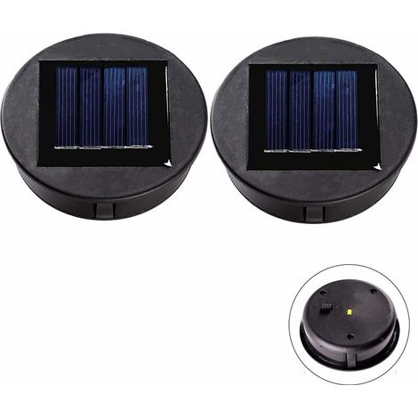 Lot de 2 lampes solaires de rechange, couvercle de panneau solaire avec lumière LED, lampe solaire à monter soi-même pour décoration extérieure-AquaForge (1/5)