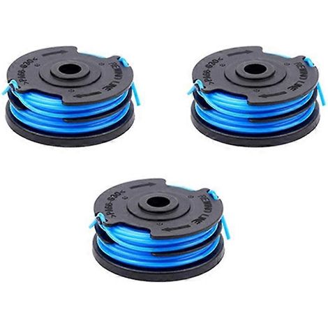 Lot de 3 bobines de fil de rechange compatibles avec les tondeuses Greenworks 2101602 et 2101602A, référence 2900719 (1/4)
