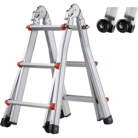 Échelle télescopique à cadre en A, échelle extensible compacte en aluminium, 3350 mm, échelle de camping-car pliable portable multifonction pour devoirs, toit intérieur et extérieur, 149,7 kg (1/5)