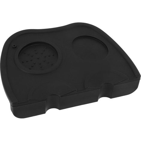 Kaffeetampermatte mit Doppelloch, rutschfest, Eckvariante, ideal für Küche, Büro und Bar, Schwarz (1/5)