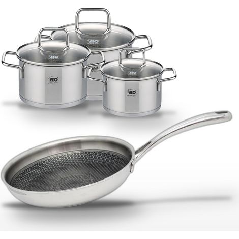 Lot Poêle 28cm Elo Relief Evolution & 3 Faitouts Elo Citrin (1/5)