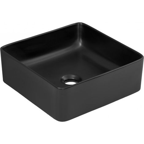 Vasque en céramique Slim - 37 x 37 x 13 cm - Noir - Livraison gratuite