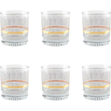 Lot de 6 Verres à Whisky en Verre Design Filaire Noir et Or pour Dégustation - PANGIVO (1/3)