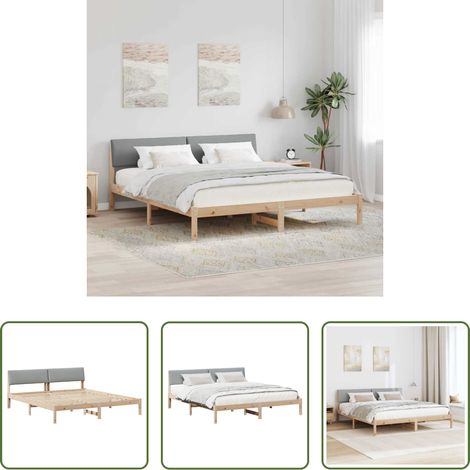 Plattformbett - Bettgestell Braun und hellgrau 200 x 200 cm Massivholz Kiefer (1/5)
