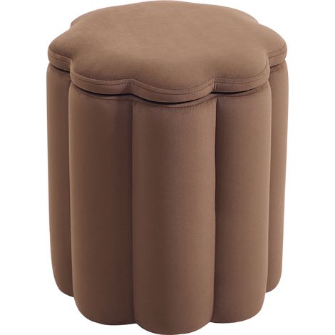 Nordlys - Pouf de Salon en Velours Marron avec Rangement (1/5)