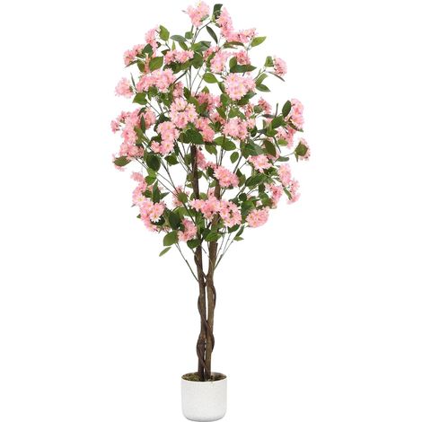 Árbol de osmanto artificial, flores realistas, tronco de madera natural, rosa, 150 cm (1/2)
