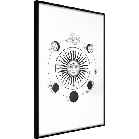 Affiche Murale Encadrée "Sun and Moon" 30 x 42 cm Noir