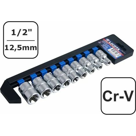 Set Chiavi a Bussola esagonale Femmina, E-Profil 1/2 pollice, E10-E24, Industriale (1/4)