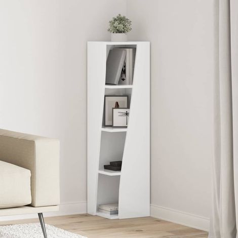 Eckschrank Hochglanz Weiß 27,5x27x102cm Holzwerkstoff