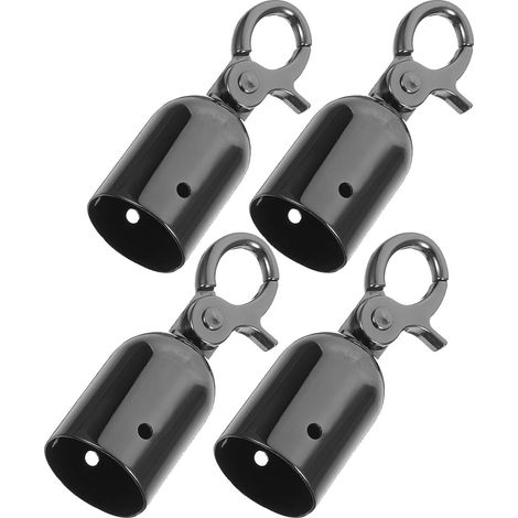 Crochets de Corde en Alliage Zinc - Lot de 4 - Noir Mat - Fixation Sécurisée pour Barrières - Hôtellerie et Événements - 8x3x3 cm (1/5)