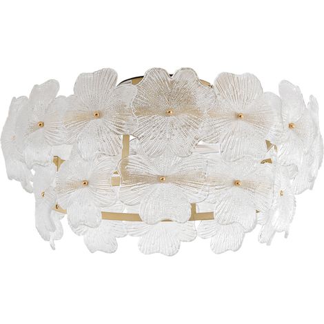 Ventilador de techo 52x52x28 cm de vidrio y metal dorado, 6 velocidades – MEUBLIV (1/5)