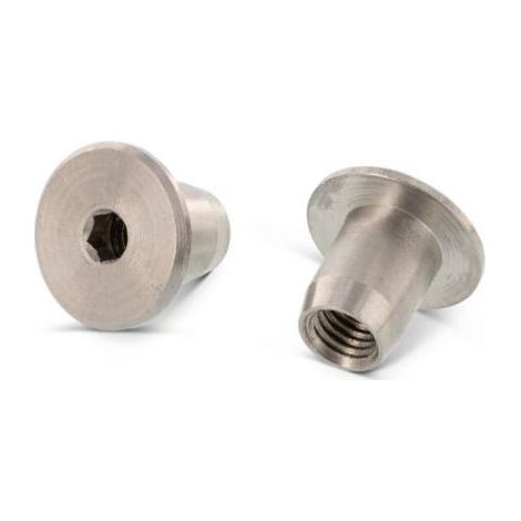 Ecrou de reliure tête plate large inox A2