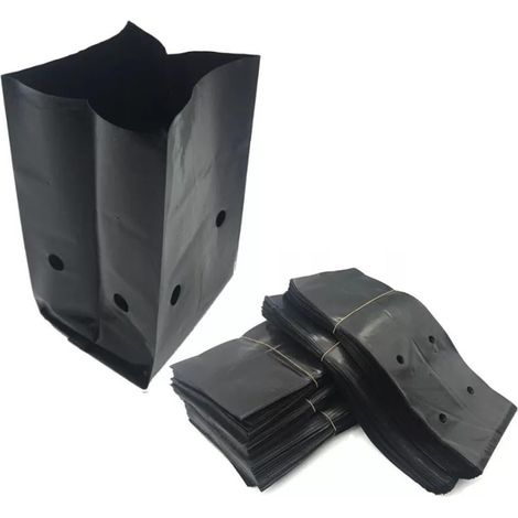 2 Stücke PE Schwarz Kunststoff Kindergarten Taschen Anlage Wachsen Taschen Sämling Töpfe Bäumchen Anbau Tasche Mit Löchern for Garten Liefert (Color : Black, Size : 8x12cm)