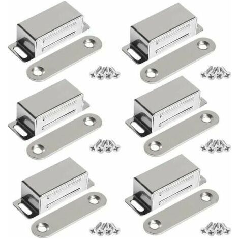 Furniture door magnets, 10 kg heavy stainless steel magnets for cabinet doors (pack of 6 with screws) FLITI (1/4)
