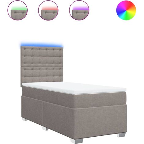 Maison Exclusive - Cama box spring con colchón tela gris taupe 10