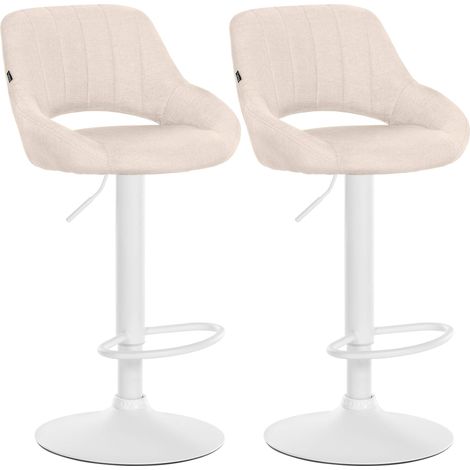 2er Set Barhocker Milet Stoff creme Metall matt weiss (1/5)