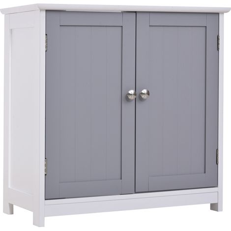 Meuble vasque de salle de bain avec étagère réglable, meuble vasque en forme de U, meuble de salle de bain moderne et peu encombrant, compatible avec les lavabos sur pied ou sans pied, 60 x 30 x 60 cm (1/5)